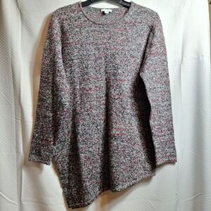 PURE JILL J. JILL Wool Cashmere Blend Asymmetrical Hem Sweater Sz S Speckled EUC